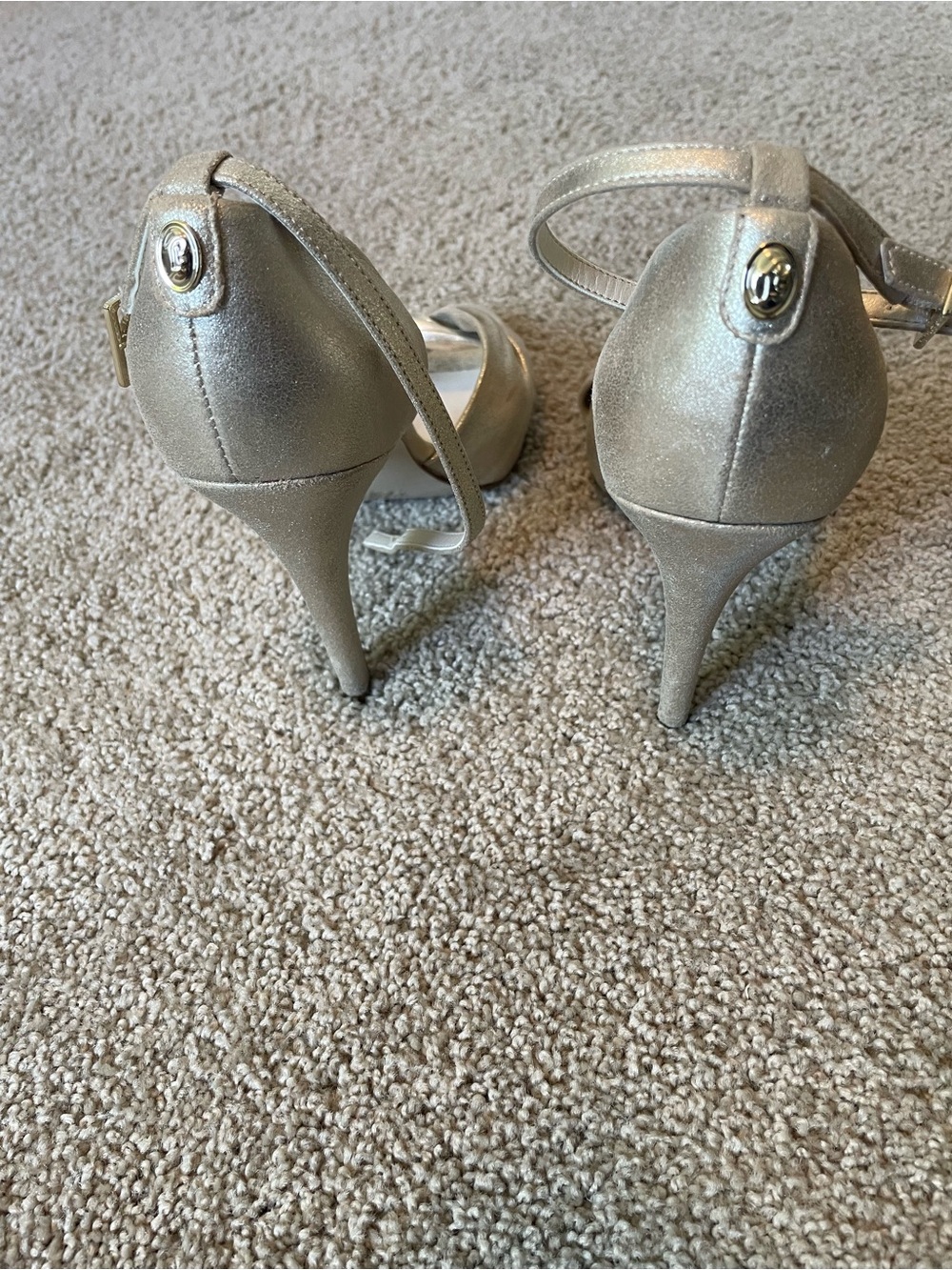Ivanka Trump Metallic Gold Knotted Ankle-Strap Heels - Picture 6 of 7